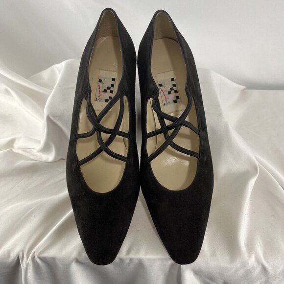 Career Moves Avila Vintage 90s Suede Ballerina Block Heel Shoes - Picture 5 of 14